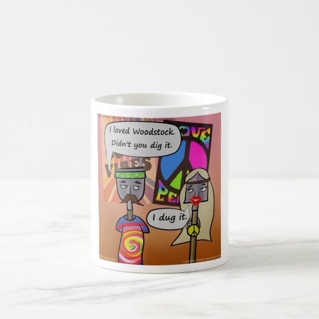 "Digging Woodstock" Rick London Funny Comic Coffee Mug (Center)