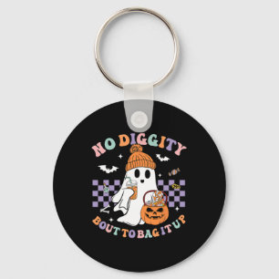 Diggity Bout To Bag It Up Cute Ghost Halloween Kid Key Ring