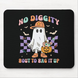 Diggity Bout To Bag It Up Cute Ghost Halloween Kid Mouse Mat