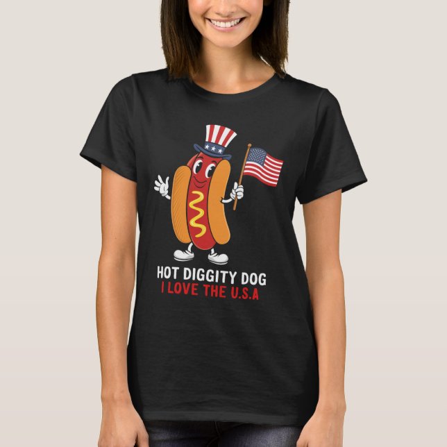 Diggity Dog I Love The Usa Patriotic Hot-dog 4th O T-Shirt (Front)