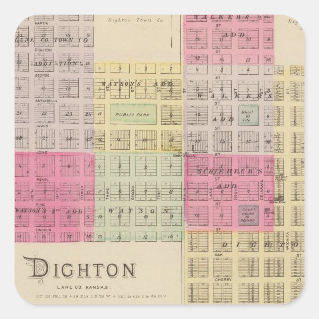 Dighton, La Ness, Sharon Springs, Kansas Square Sticker (Front)