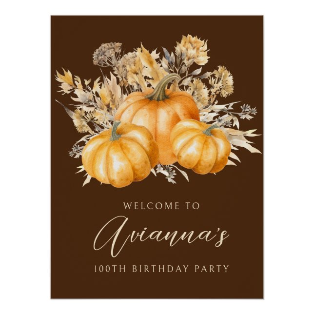 DIGITAL 100th Birthday Pumpkin Fall Welcome Sign (Front)