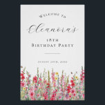 DIGITAL 18th Birthday August Birth Flower Welcome Poster<br><div class="desc">Elegant summer watercolor pink gladiolus flowers create a beautiful floral border at the bottom of this birthday party welcome poster. Gladiolus flowers are the July birth flower that signify strength and love. A trendy font combination gives it a modern aesthetic. All of the text is editable.</div>