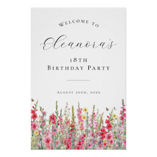 DIGITAL 18th Birthday August Birth Flower Welcome Poster