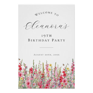 DIGITAL 19th Birthday August Birth Flower Welcome Poster