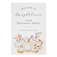 DIGITAL 35th Birthday Pumpkin Fall Leaves Welcome