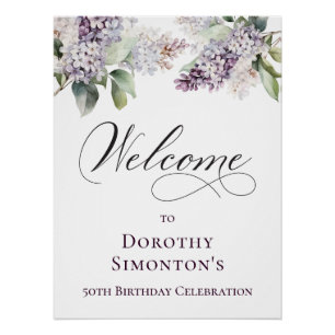 Digital 50th Birthday Purple Lilac Flower Poster