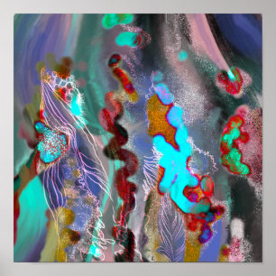 Digital Abstract art poster trendy decor