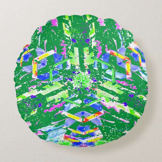 Digital abstract art we call it chaos  round cushion (Front)
