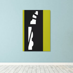 Digital Abstract Black, White & Green Canvas Print