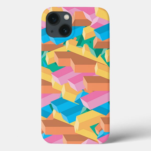 Digital Abstract Colourful Blocks Art Phone Case (Back)