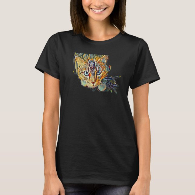 Digital Abstract Painting Of A Cat 10 T-Shirt (Front)