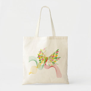 Digital Abstract Retro Dots Modern Art Butterfly Tote Bag