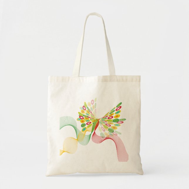 Digital Abstract Retro Dots Modern Art Butterfly Tote Bag (Front)