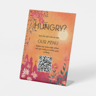 Digital Access Sunset Serenade Wedding Menu Pedestal Sign