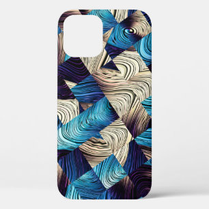 Digital art abstract pattern. Abstract blue image iPhone 12 Case