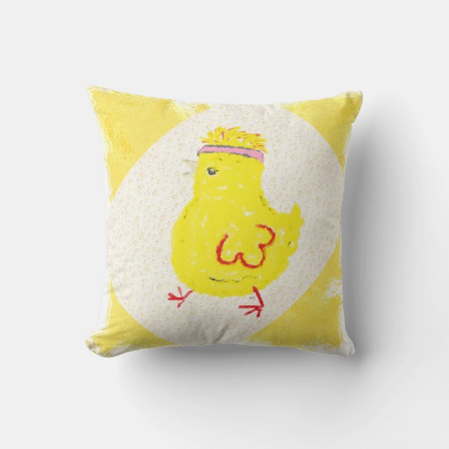 Digital Art Animated Chicken Cushion (Front)