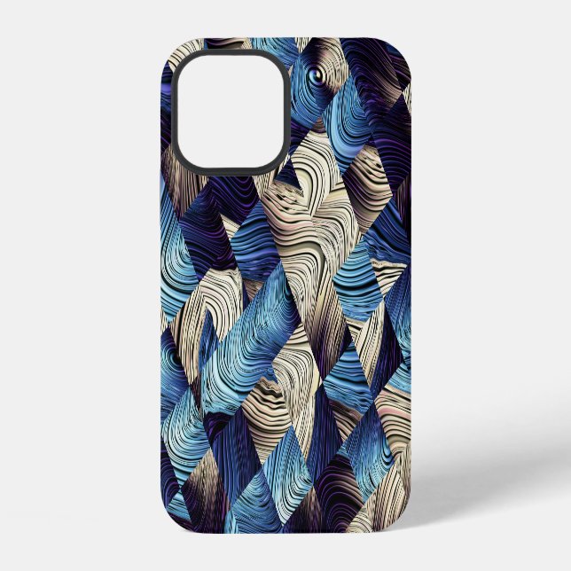 Digital Art Blue Abstract Squares iPhone Case (Back)