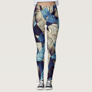 Digital Art Blue Abstract Squares Leggings