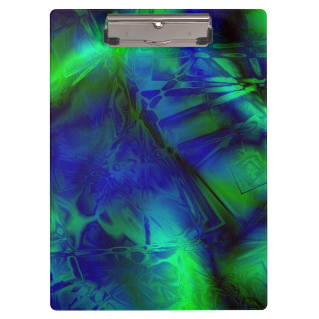Digital Art Blue and Green Abstract Pattern Clipboard (Front)