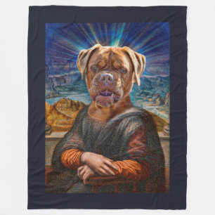 Digital ART - BULLDOG MONA LISA Fleece Blanket