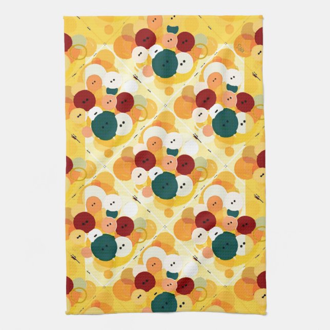 Digital Art Buttons Tea Towel (Vertical)