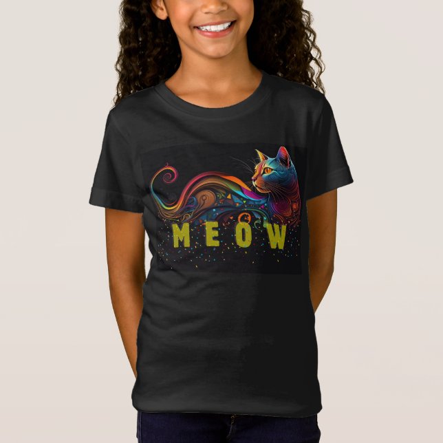 Digital art cat t-shirt for KIDS (Front)