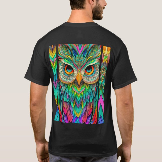 digital art colourful owl T-Shirt (Back)