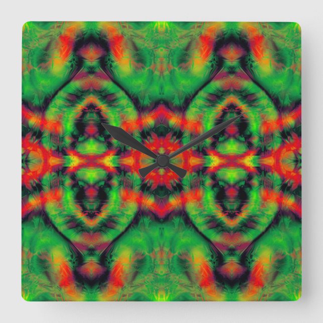 Digital Art Cool Modern Abstract Square Wall Clock (Front)