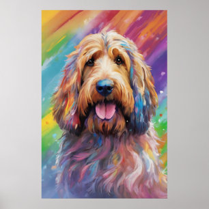 Digital Art Dog Portrait, Cute Dog Otterhound Poster
