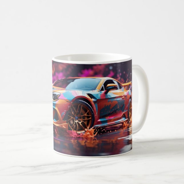 Digital Art Fast Drifting Sports Car Coffee Mug (Front Right)