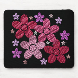 Digital Art Floral Explosion on Black Mousepad