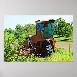 Digital Art Midwest Tractor Canvas Artwork Poster