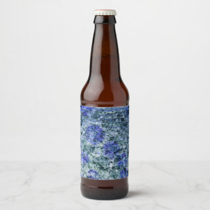 Digital art of blue watercolor abstract background beer bottle label