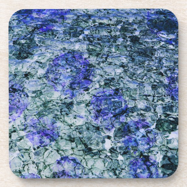 Digital art of blue watercolor abstract background coaster (Front)