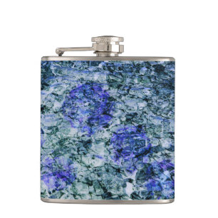 Digital art of blue watercolor abstract background hip flask