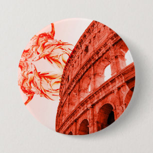 Digital art of Colosseum and statues / sculptures 7.5 Cm Round Badge