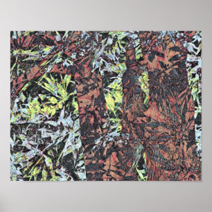 Digital art of floral flower pattern with tree poster