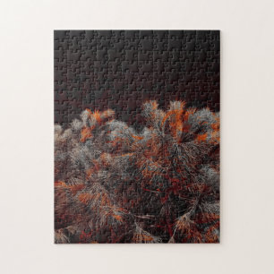 Digital art of pine tree with orange color spots jigsaw puzzle