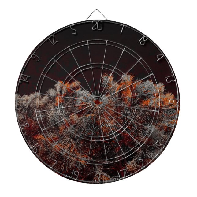 Digital art of pine tree with orange colour spots dartboard (Front)