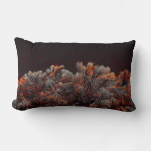 Digital art of pine tree with orange colour spots lumbar cushion