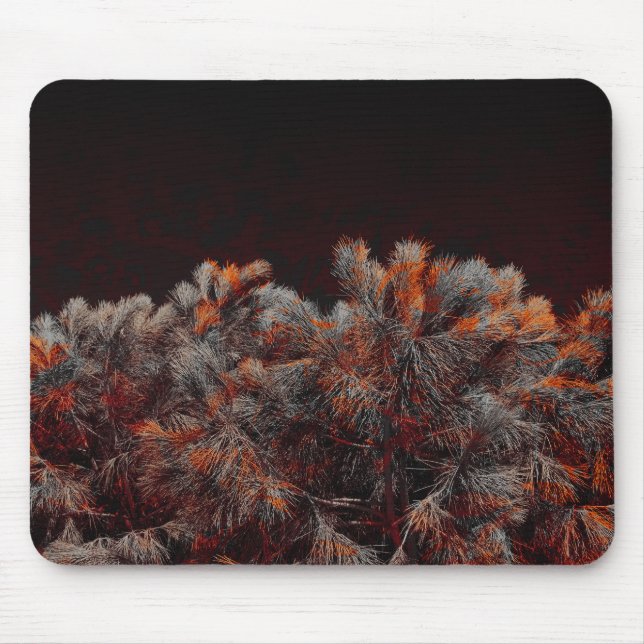Digital art of pine tree with orange colour spots mouse mat (Front)