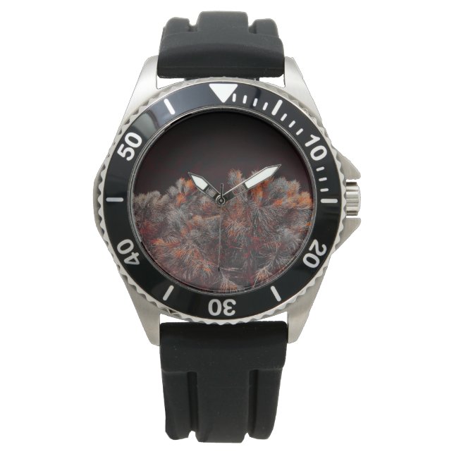 Digital art of pine tree with orange colour spots watch (Front)
