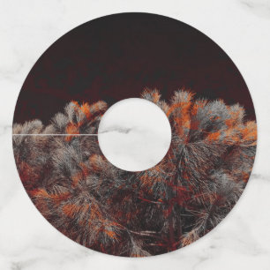 Digital art of pine tree with orange colour spots wine glass tag