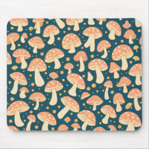 Digital Art of Polkadot Mushroom Pattern Design Mouse Mat