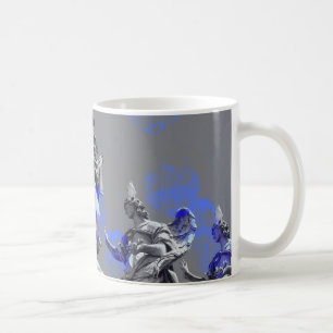 Digital art of sculptures blue colour brush stroke coffee mug