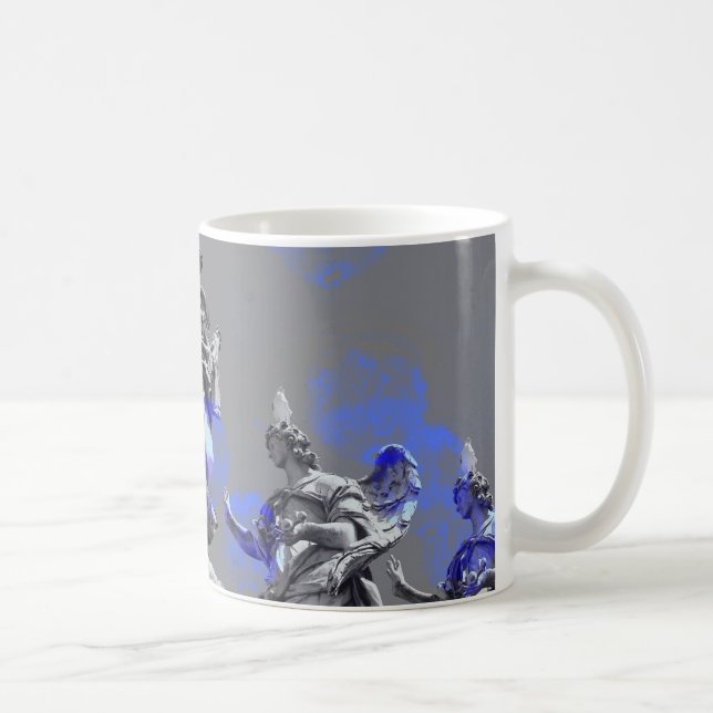 Digital art of sculptures blue colour brush stroke coffee mug (Right)