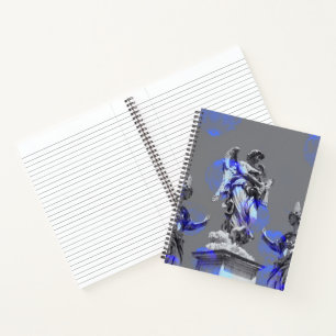 Digital art of sculptures blue colour brush stroke notebook