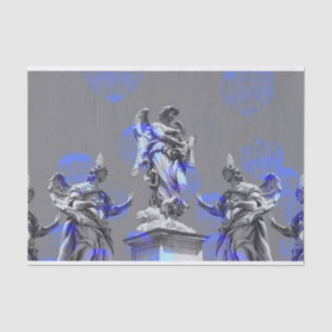 Digital art of sculptures blue colour brush tissue paper