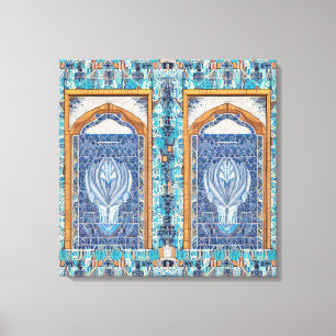 Digital art piece based on persian tiled mural canvas print